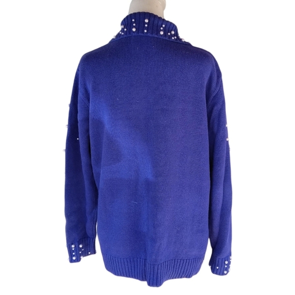 Storybook Knits Snowman Embroidered Pearl Scattered Snow Cotton Blend Size Small - Picture 4 of 8